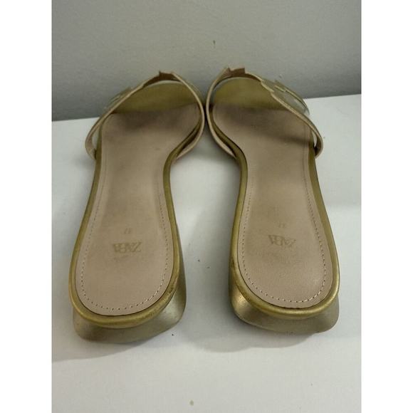 Zara Traslucident Gold Flat Slide Sandals Women's Size 37 - Picture 6 of 12